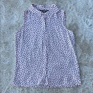Karl Lagerfeld Pink Navy Polka Dot Sleeveless Blouse | Size M | NEW